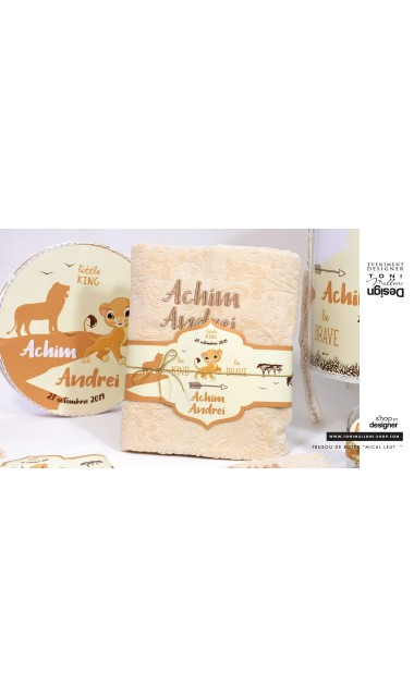 Trusou botez cu leu, brodat de inspiratie exotica, jungla, animale Micul Pui Leu 25